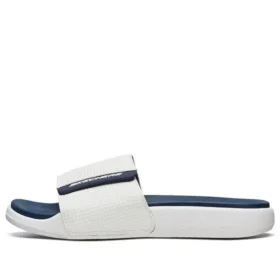 Zapatillas de casa de talón plano con velcro para exterior, blancas y azules