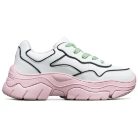 Zapatos bajos «D» de AMP, modelo Daddy, en blanco y rosa