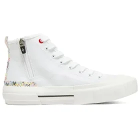 Zapatos de lona de caña alta James Goldcrown x Skechers New Moon, blancos