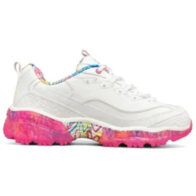Zapatos de running de caña baja James Goldcrown x Skechers D’ Lites Crystal Rosa/Blanco