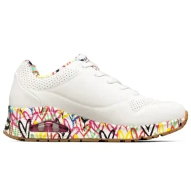 Zapatos de running James Goldcrown x Skechers Uno Low, blancos